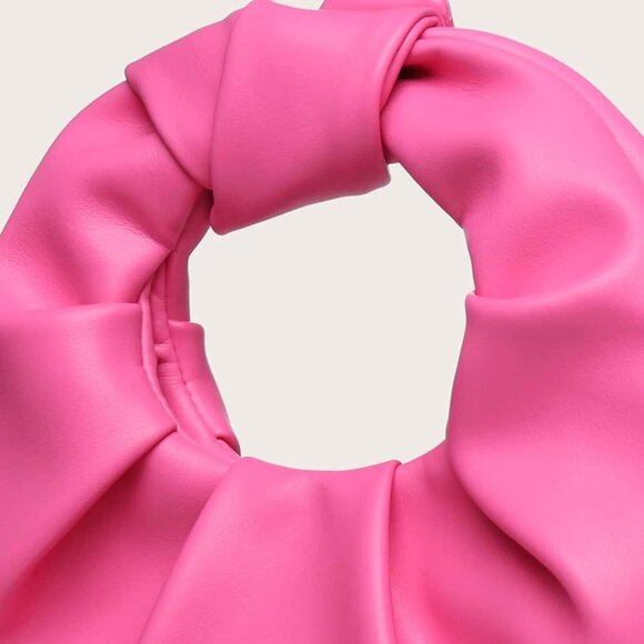 Women's Ruched PU Leather Hobo Handbag Clutch Purse - Picture 4 of 6